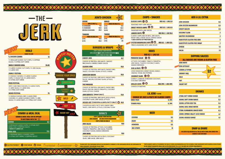 The Jerk Melbourne Menu