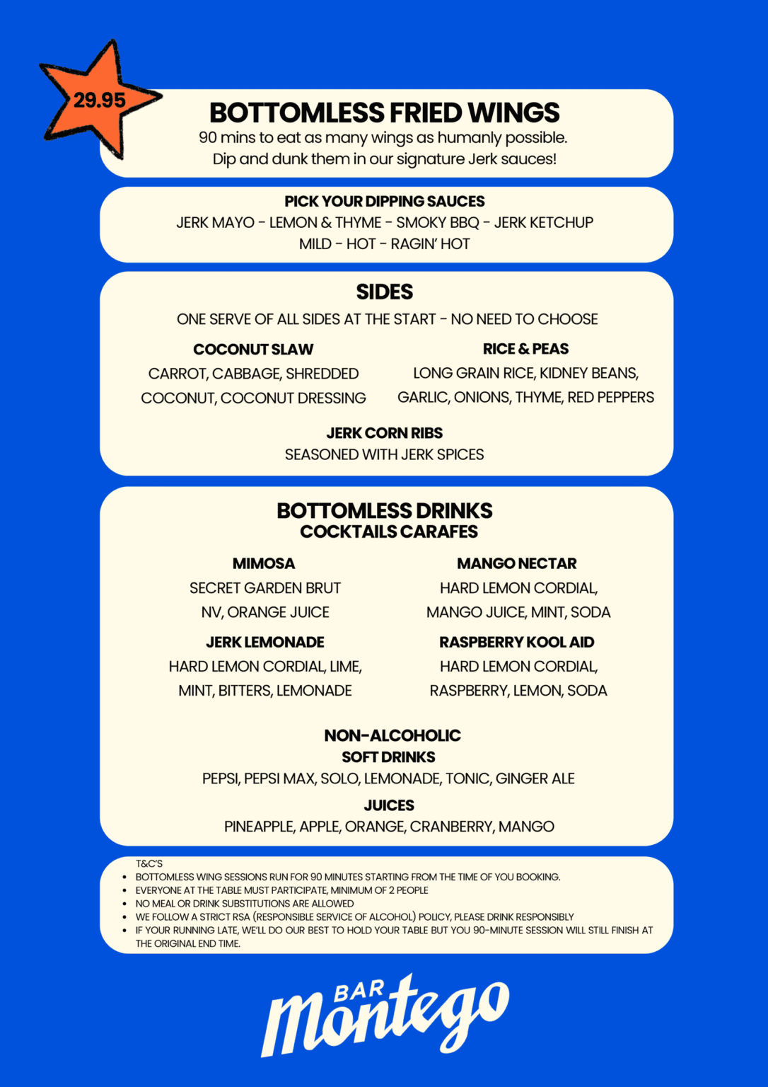 The Jerk Bar Montego Menu
